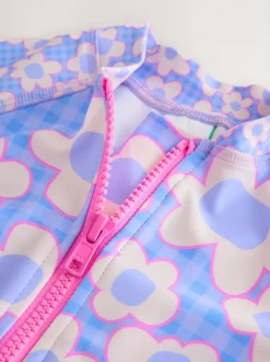 Bleu Stampy Fleuri - Maillot de bain Sunsafe (3mths-10yrs)