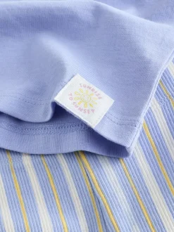 Bleu Sunshine - Ensemble t-shirt à manches courtes et short cycliste (3mois7ans)