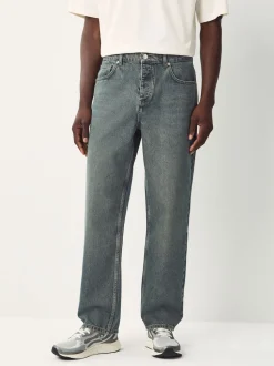 Bleu teinte foncée - Coupe ample - délavé vintage Denim Jeans