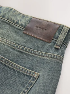 Bleu teinte foncée - Coupe ample - délavé vintage Denim Jeans