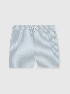BLeu tendre/blanc - Short de bain Reiss Bay Seersucker Rayure