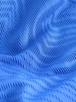 Bleu texturé bleuet - Maillot de bain gainant Tummy à col montant