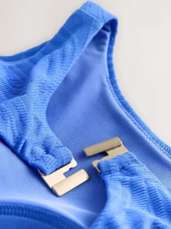 Bleu texturé bleuet - Maillot de bain gainant Tummy à col montant