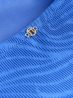 Bleu texturé bleuet - Maillot de bain gainant Tummy à col montant