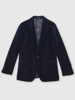bleu vif - Reiss Apsara Blazer en velours à boutonnage simple habillé