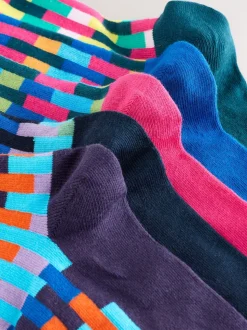 Bleu vif/vert/orange - Paquet de chaussettes à motifs 5