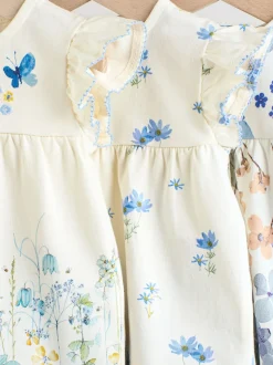 Bleu/blanc à fleurs - Ensemble t-shirt et short à volants bébé 6 pièces (0mois-2ans)