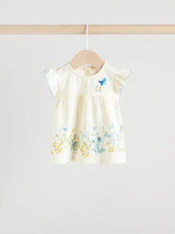 Bleu/blanc à fleurs - Ensemble t-shirt et short à volants bébé 6 pièces (0mois-2ans)