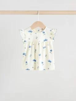 Bleu/blanc à fleurs - Ensemble t-shirt et short à volants bébé 6 pièces (0mois-2ans)