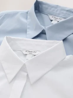 Bleu/Blanc - Lot de 2 chemises ajustées extensibles indispensables à manches longues