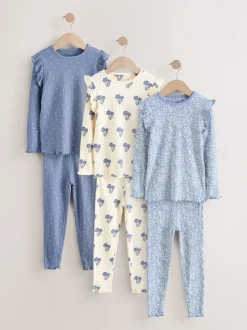 Bleu/Blanc - Pyjama Rib Se blottir 3 Pack (9mois-12ans)