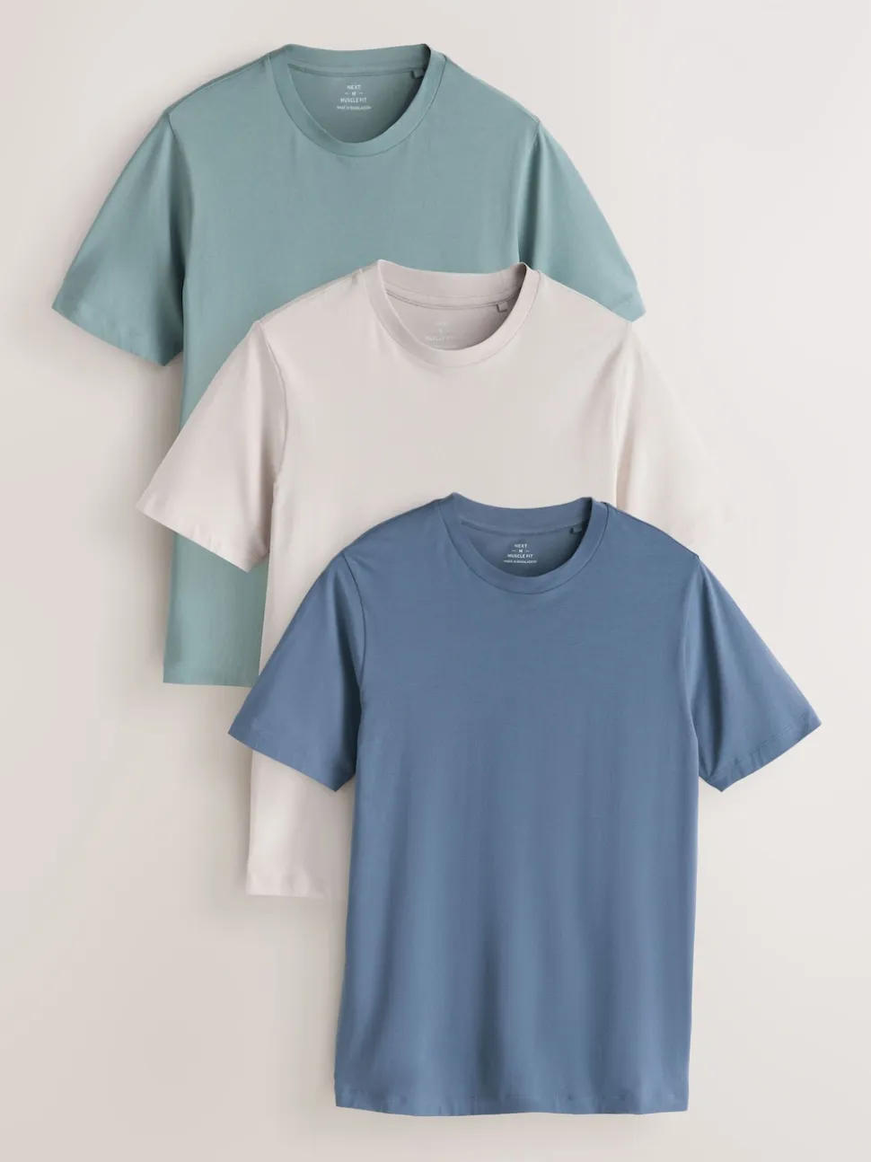 Bleu/blanc écru/vert - Lot de 3 t-shirts Muscle Fit Essential
