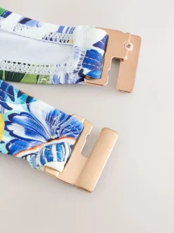 Bleu/blanc imprimé sardine - Haut de bikini non rembourré avec armatures