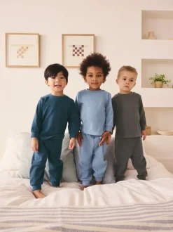 Bleu/bleu marine/gris - Lot de 3 pyjamas décontractés (9mois à12ans)