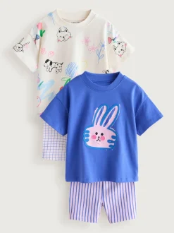 Bleu/Crème - Ensemble short haut et cycliste Lot de 2 (3mois7ans)