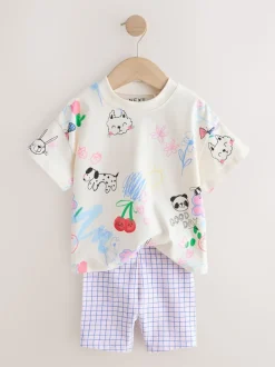 Bleu/Crème - Ensemble short haut et cycliste Lot de 2 (3mois7ans)