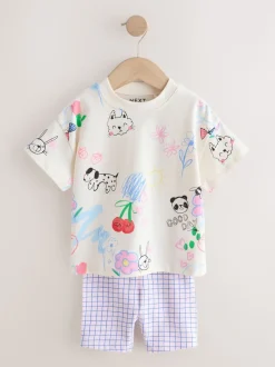 Bleu/Crème - Ensemble short haut et cycliste Lot de 2 (3mois7ans)