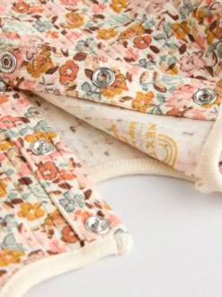 Bleu/Crème/Coral Ditsy - Body à volants et manches longues bébé Lot de 4 (0mois2ans)