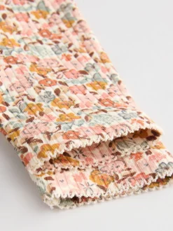 Bleu/Crème/Coral Ditsy - Body à volants et manches longues bébé Lot de 4 (0mois2ans)