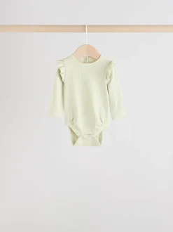 Bleu/Crème/Coral Ditsy - Body à volants et manches longues bébé Lot de 4 (0mois2ans)