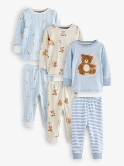 Bleu/écru bébé ours - Lot de 3 pyjamas Snuggle (9mois-6ans)