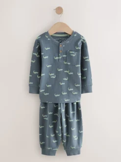 Bleu/Ecru - Lot de 3 pyjamas oversize (9mois-10ans)