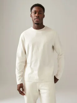 Bleu/Grey/Neutre - Ajustement régulier - T-shirt à coupe classique à manches longues en coton 100 %, lot de 5