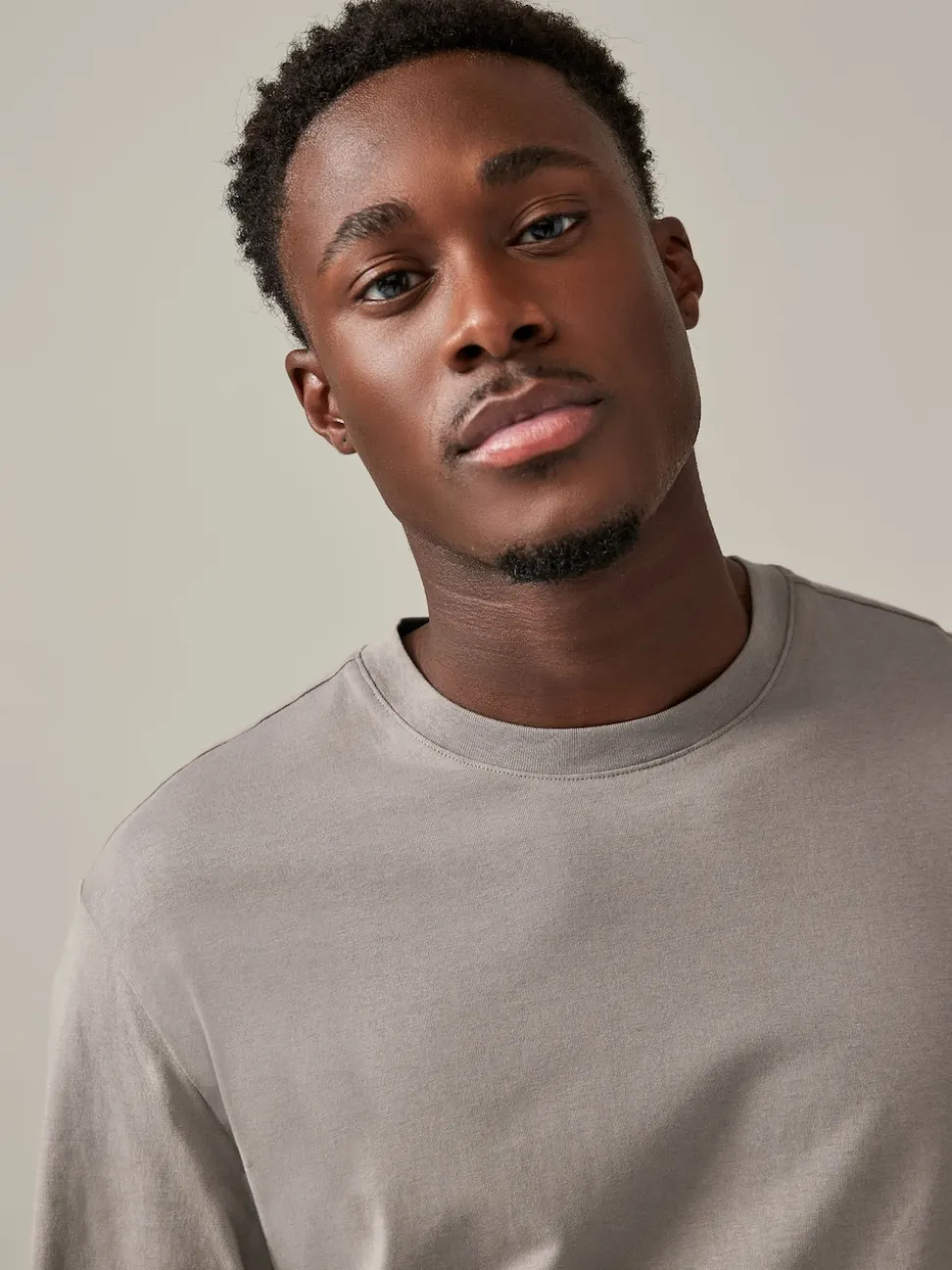 Bleu/Grey/Neutre - Ajustement régulier - T-shirt à coupe classique à manches longues en coton 100 %, lot de 5