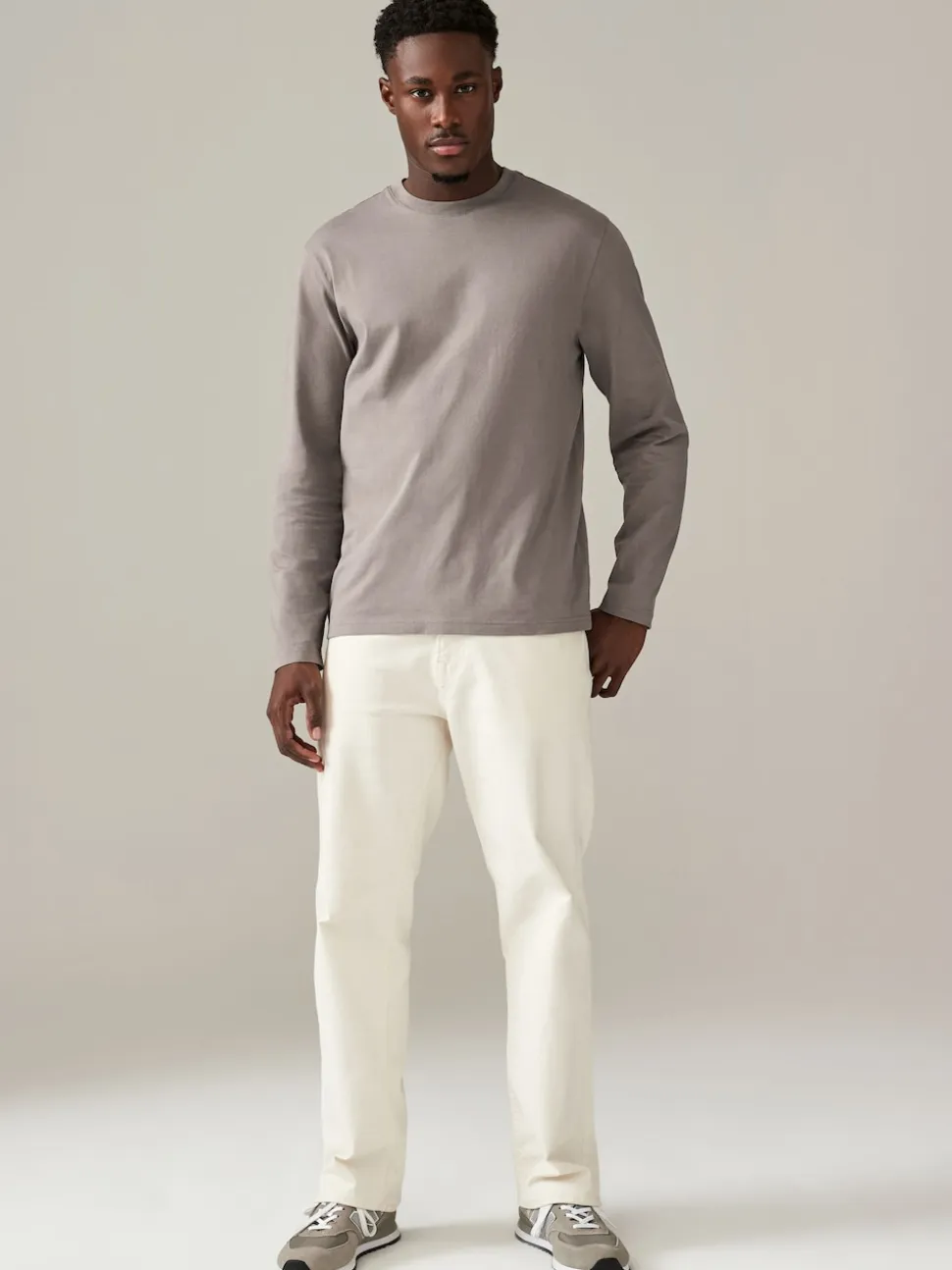 Bleu/Grey/Neutre - Ajustement régulier - T-shirt à coupe classique à manches longues en coton 100 %, lot de 5