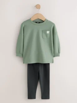 Bleu/Grège/Vert - Ensemble haut et legging à manches longues Lot de 3 (3mois7ans)