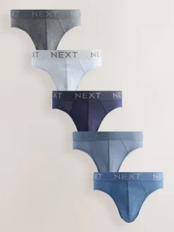 Bleu/Gris - Lot de 5 - Slips riches en coton