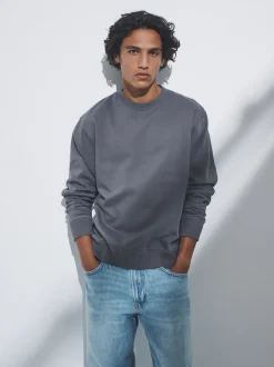 Bleu/Gris - Lot de 3 - Sweat-shirt The Set à Col rond coupe Décontracté