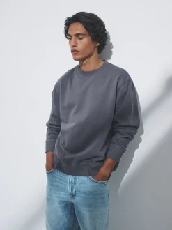 Bleu/Gris - Lot de 3 - Sweat-shirt The Set à Col rond coupe Décontracté