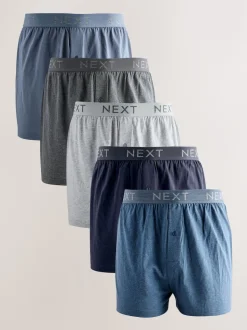 Bleu/Gris - Lot de 5 boxers amples