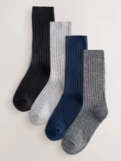 Bleu/gris/noir - Lot de 4 paires de chaussettes douillettes ultra-douces