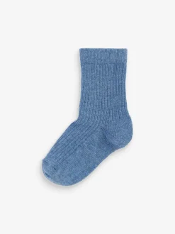 Bleu/Marine - Paquet de chaussettes en coton riche à fines côtes 7