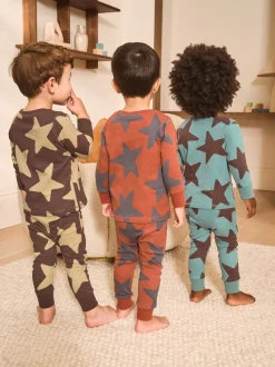 Bleu/marron - Lot de 3 pyjamas Snuggle (9mois-10ans)