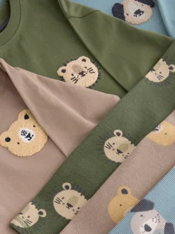 Bleu/Marron/Kaki Vert Animal - Lot de 3 pyjamas Snuggle (9mois-8ans)
