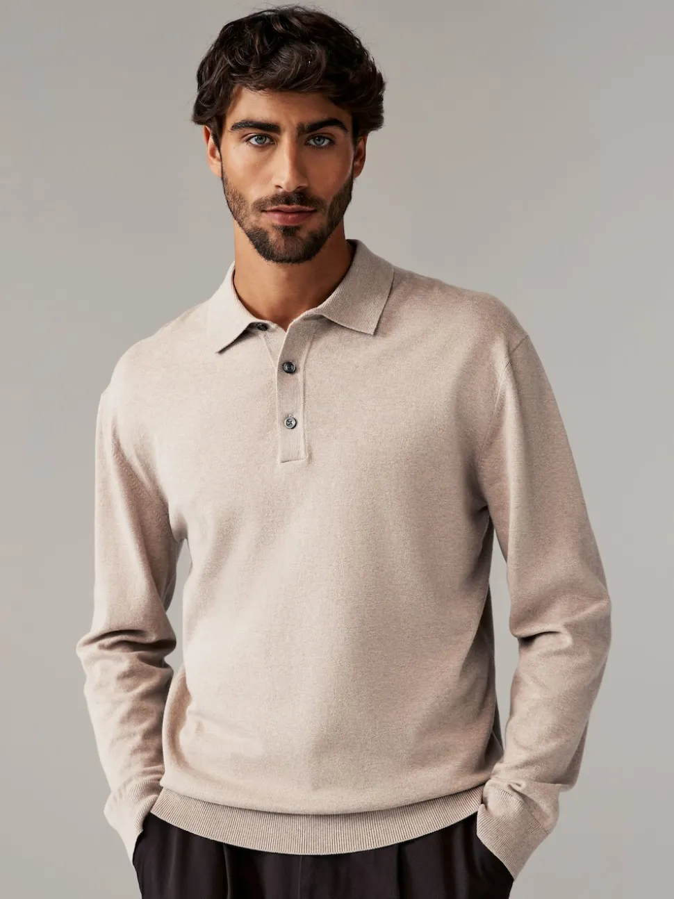 Bleu/neutre bleu marine - Manches longues Polos en tricot 2 Lot