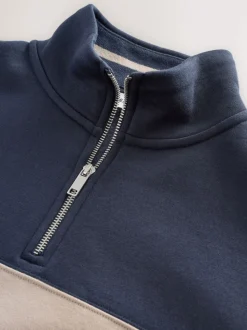 Bleu/neutre bleu marine - Quart de zip - Sweat-shirt color block