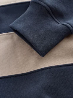 Bleu/neutre bleu marine - Quart de zip - Sweat-shirt color block