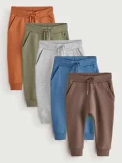 Bleu/orange rouille/vert kaki - Lot de 5 joggings (3mois-7ans)