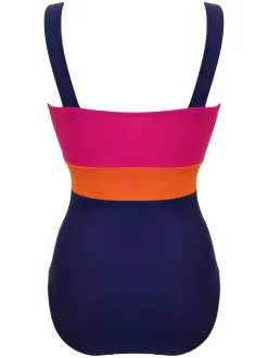 Bleu/Rose - Maillot de bain Pour Moi Palm Springs color block pour le contrôle du ventre