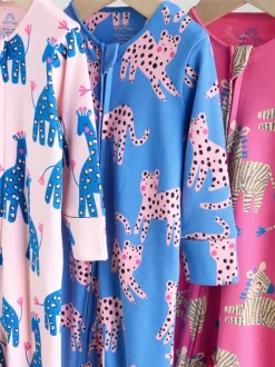 Bleu/rose Animal Character - Lot de 3 dors-bien bébé à fermeture éclair bidirectionnelle (0mois -2ans)