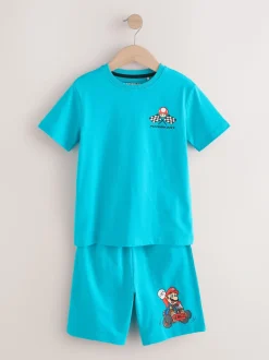 Bleu/Rouge Mario Kart - Pyjama court 100% coton 2 Lot (3-16ans)