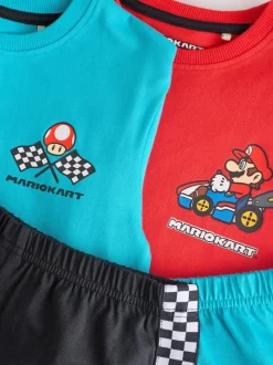 Bleu/Rouge Mario Kart - Pyjama court 100% coton 2 Lot (3-16ans)