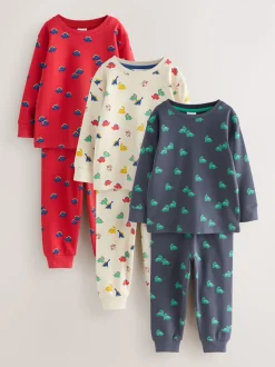 Bleu/Rouge/Crème - Lot de 3 pyjamas Snuggle (9mois-10ans)