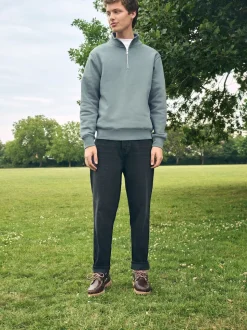 Bleu/vert - Quart de zip - Sweat-shirt en jersey riche en coton