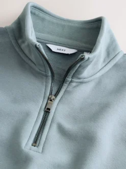 Bleu/vert - Quart de zip - Sweat-shirt en jersey riche en coton