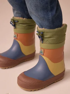 Bleu/Vert color block - Bottes en caoutchouc thermique Thinsulate™ avec extrémité doublée
